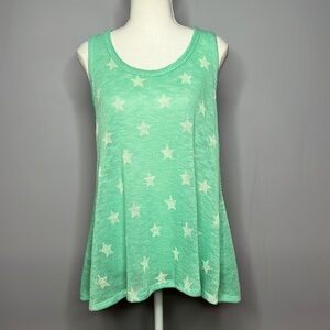 VINTAGE HAVANA LARGE MINT GREEN RACER BACK KNIT TANK TOP WITH STARS New